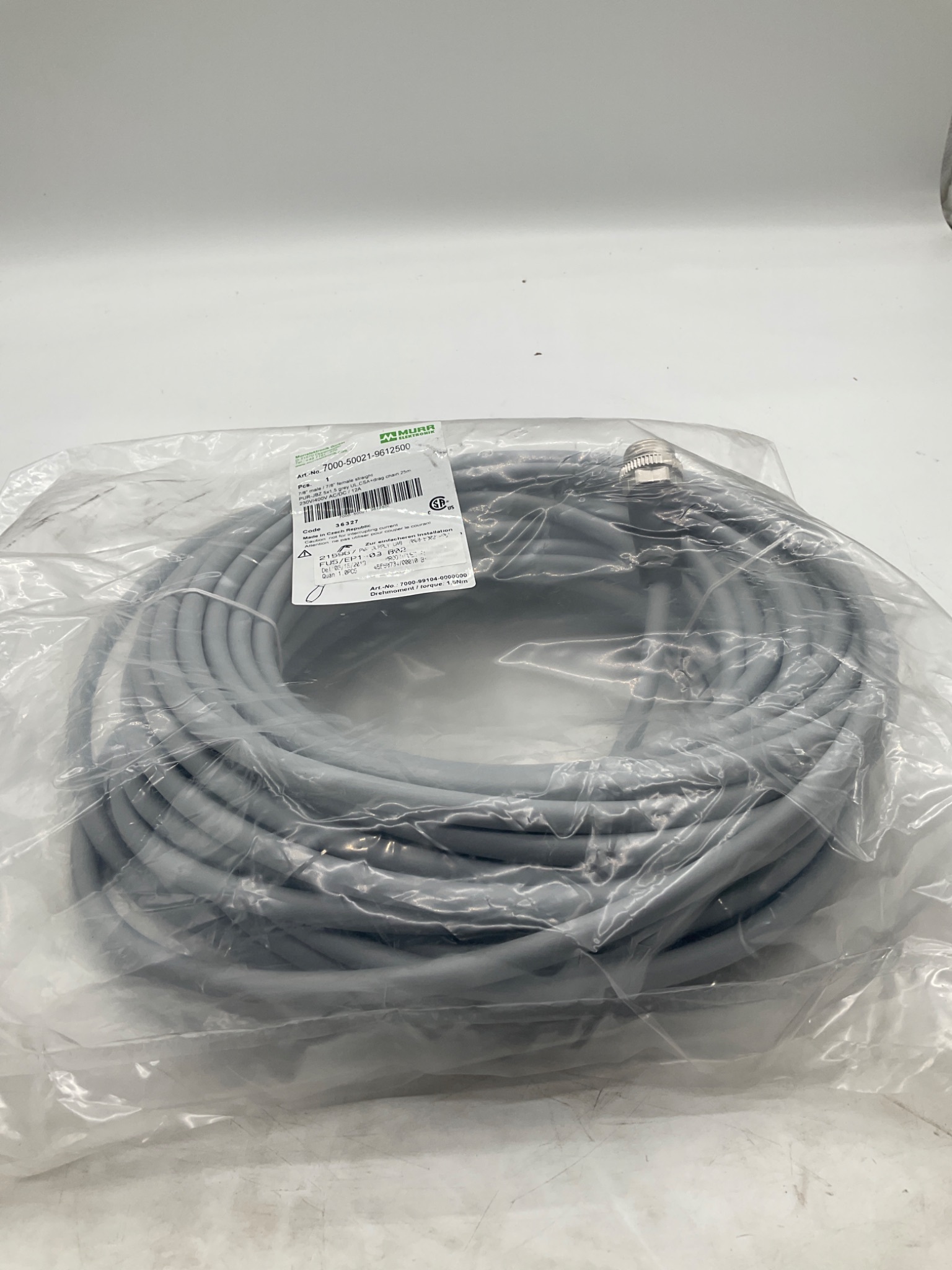 MURR ELEKTRONIK 7000-50021-9612500 7/8" Power Cordset 25M NEW 0