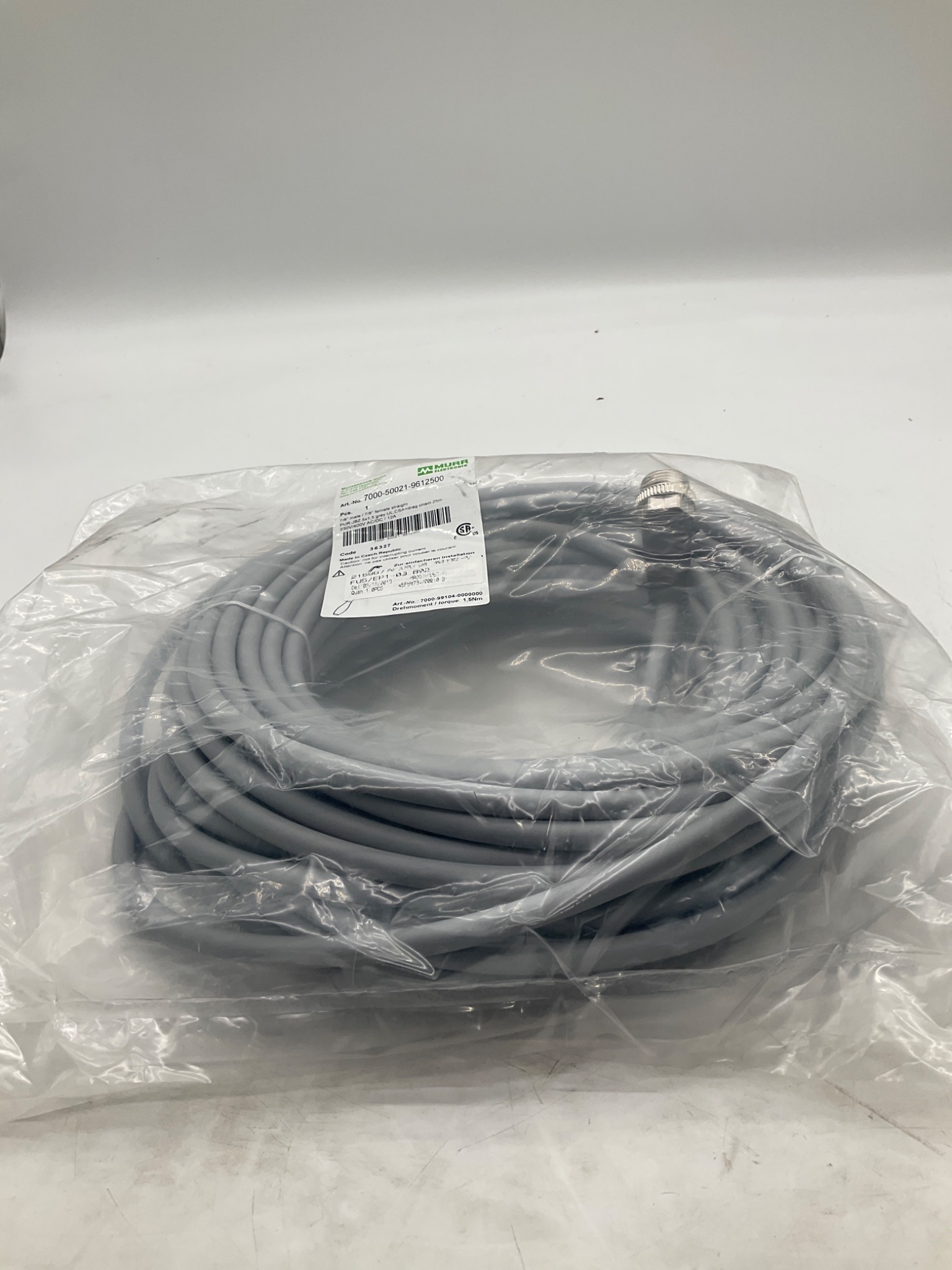 MURR ELEKTRONIK 7000-50021-9612500 7/8" Power Cordset 25M NEW 2