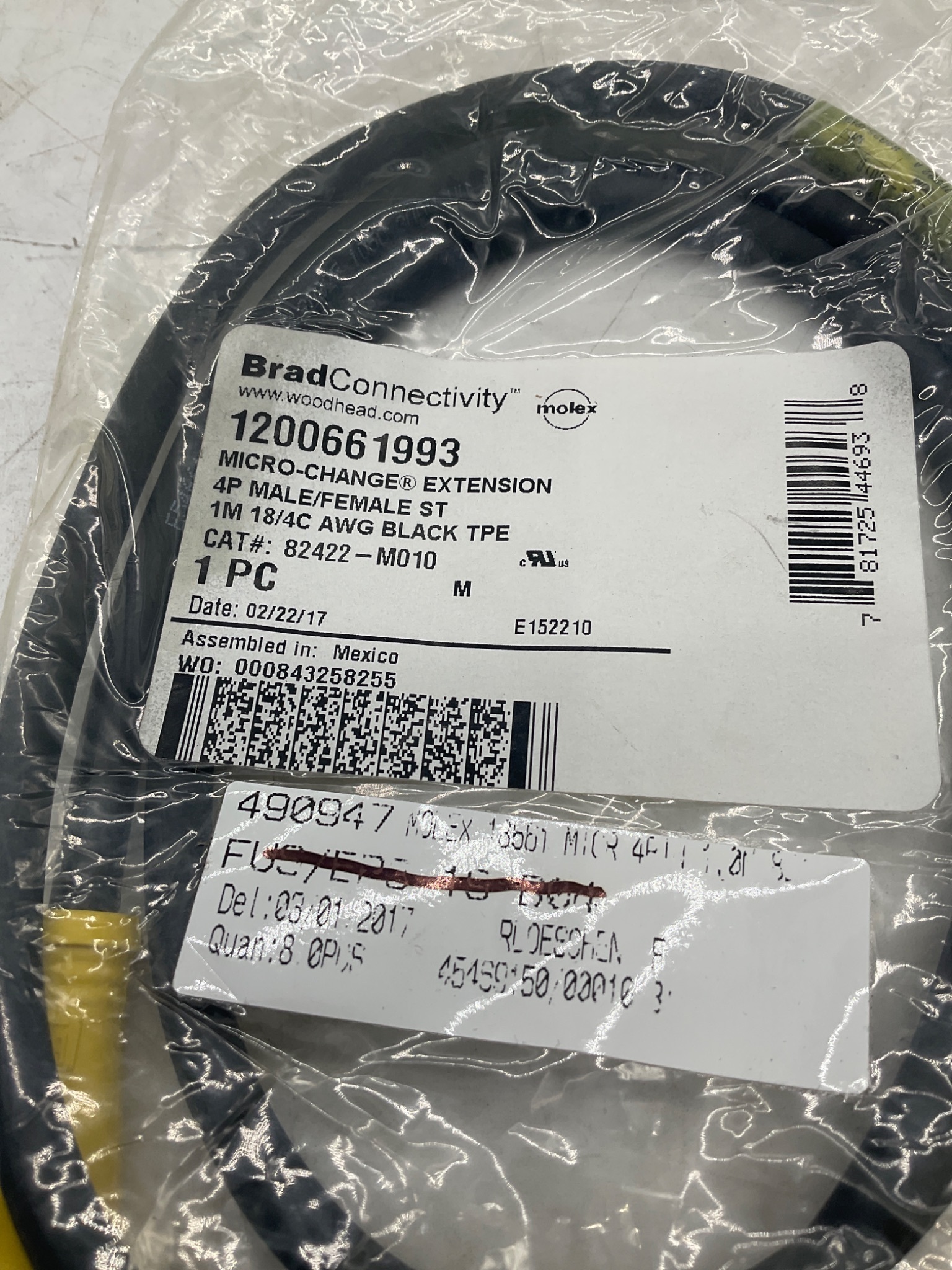 MOLEX / BRAD CONNECTIVITY 1200661993 Micro-Change Extension Cordset 1M NEW 1