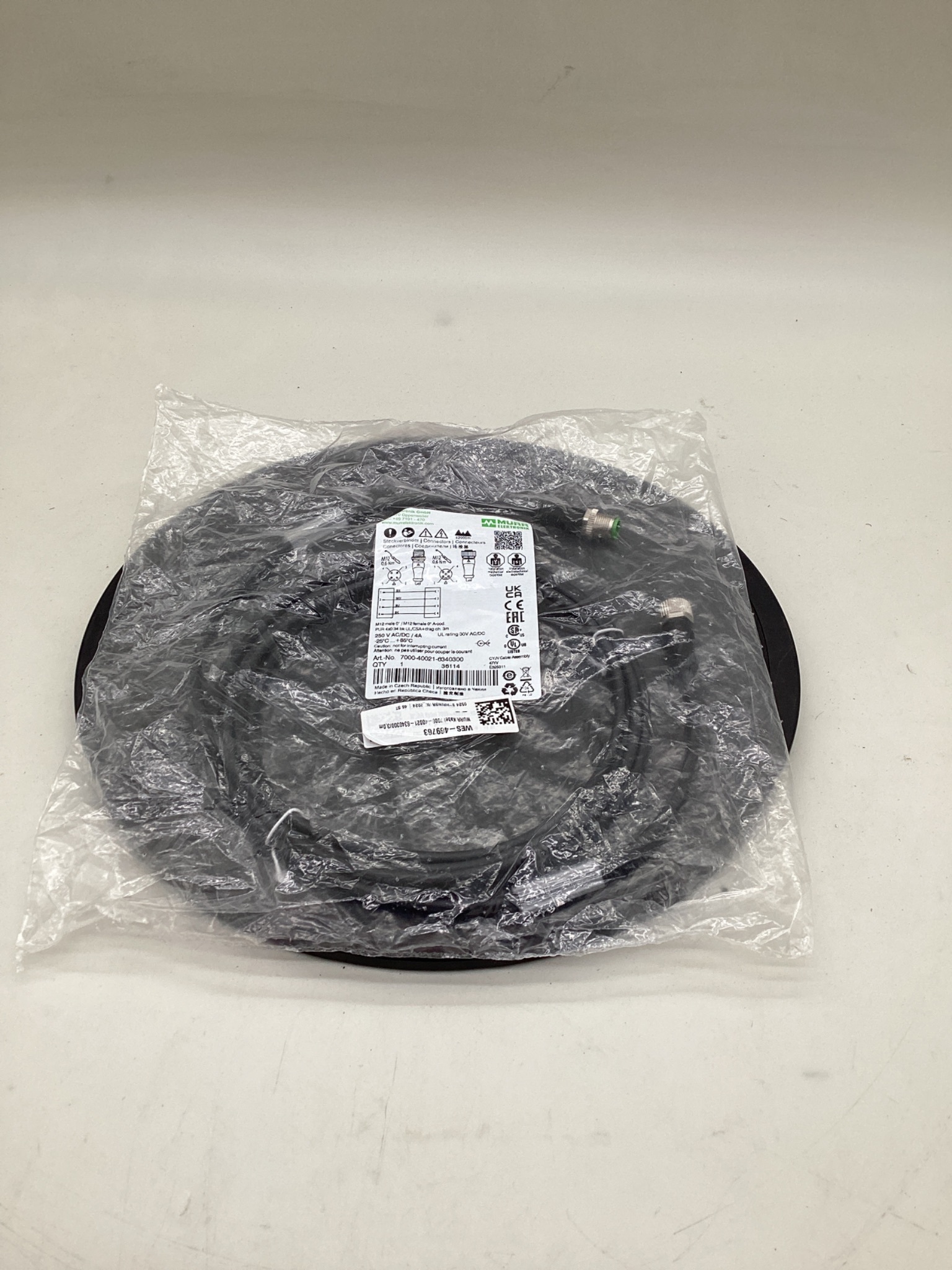 MURR ELEKTRONIK 7000-40021-6340300 M12 Sensor Actuator Cordset 3M NEW 0