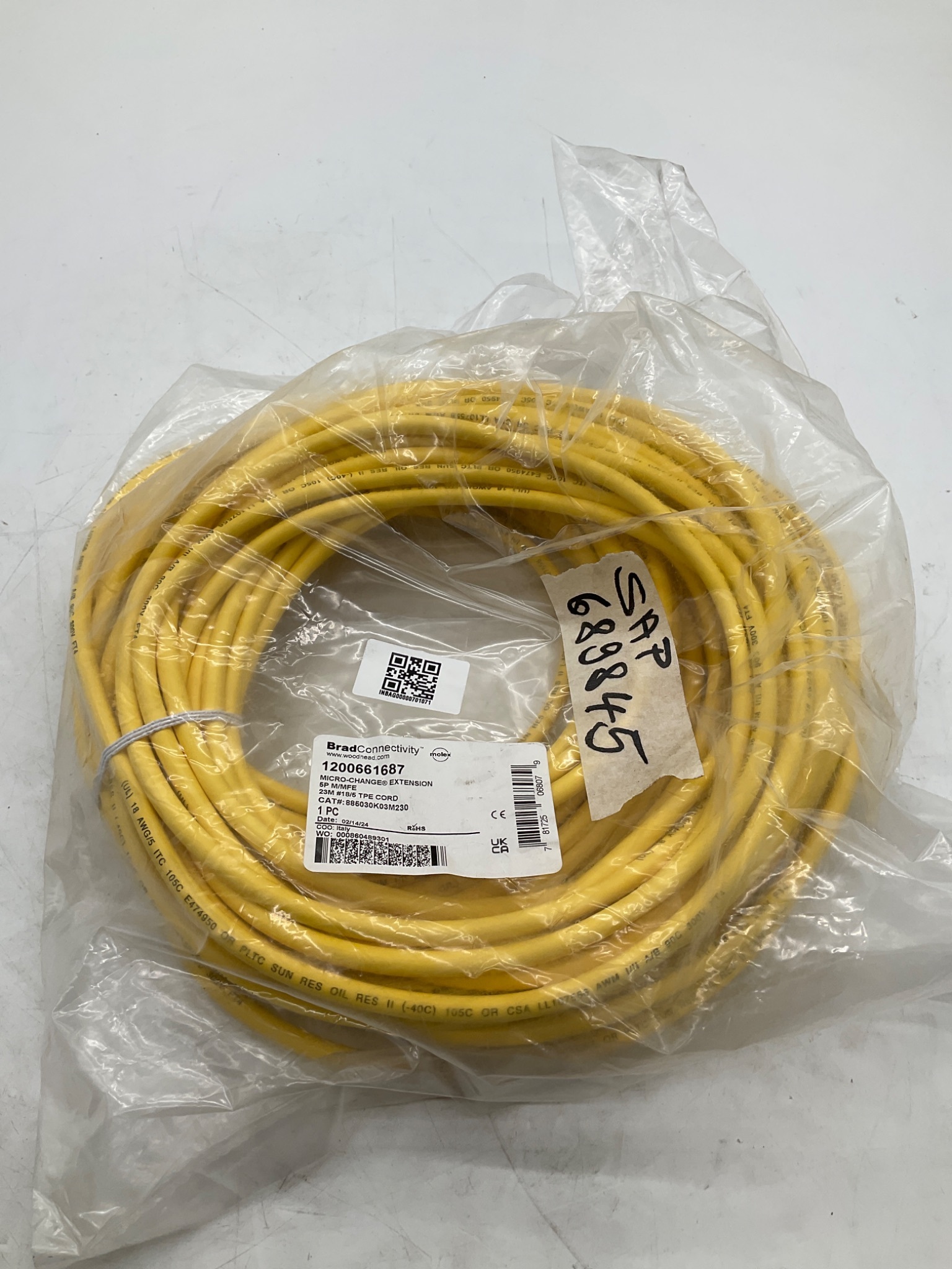 MOLEX / BRAD CONNECTIVITY 1200661687 Micro-Change Extension Cordset 23M NEW 0