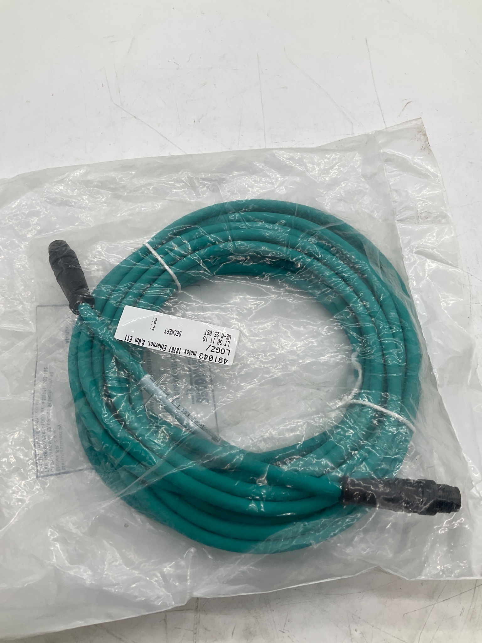 MOLEX / BRAD HARRISON 1300480102 M12 D-Coded Ethernet Cordset 8M NEW 3