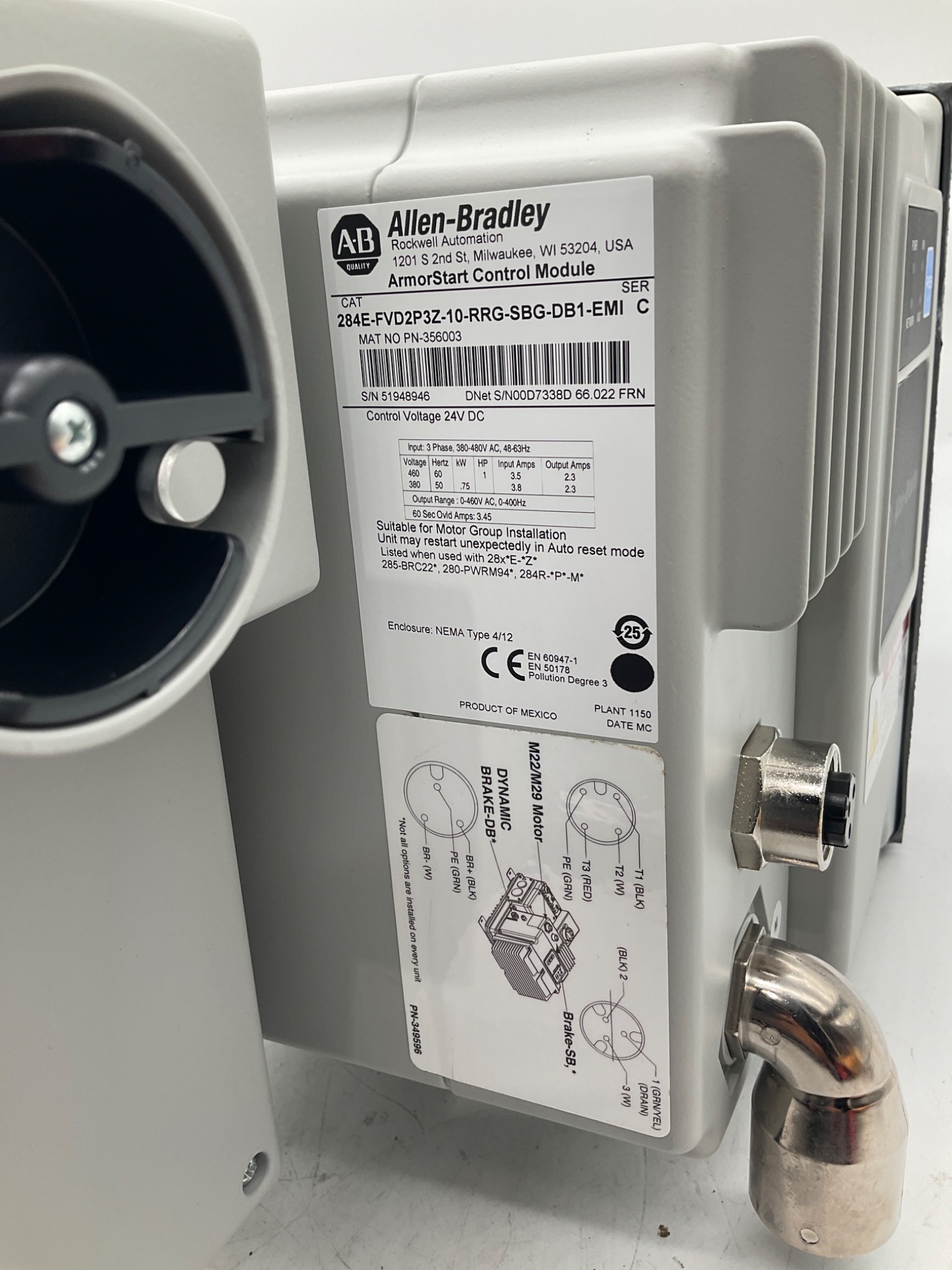 ALLEN-BRADLEY 284E-FVD2P3Z-10-RRG-SBG-DB1-EMI ArmorStart VFD NEW 5