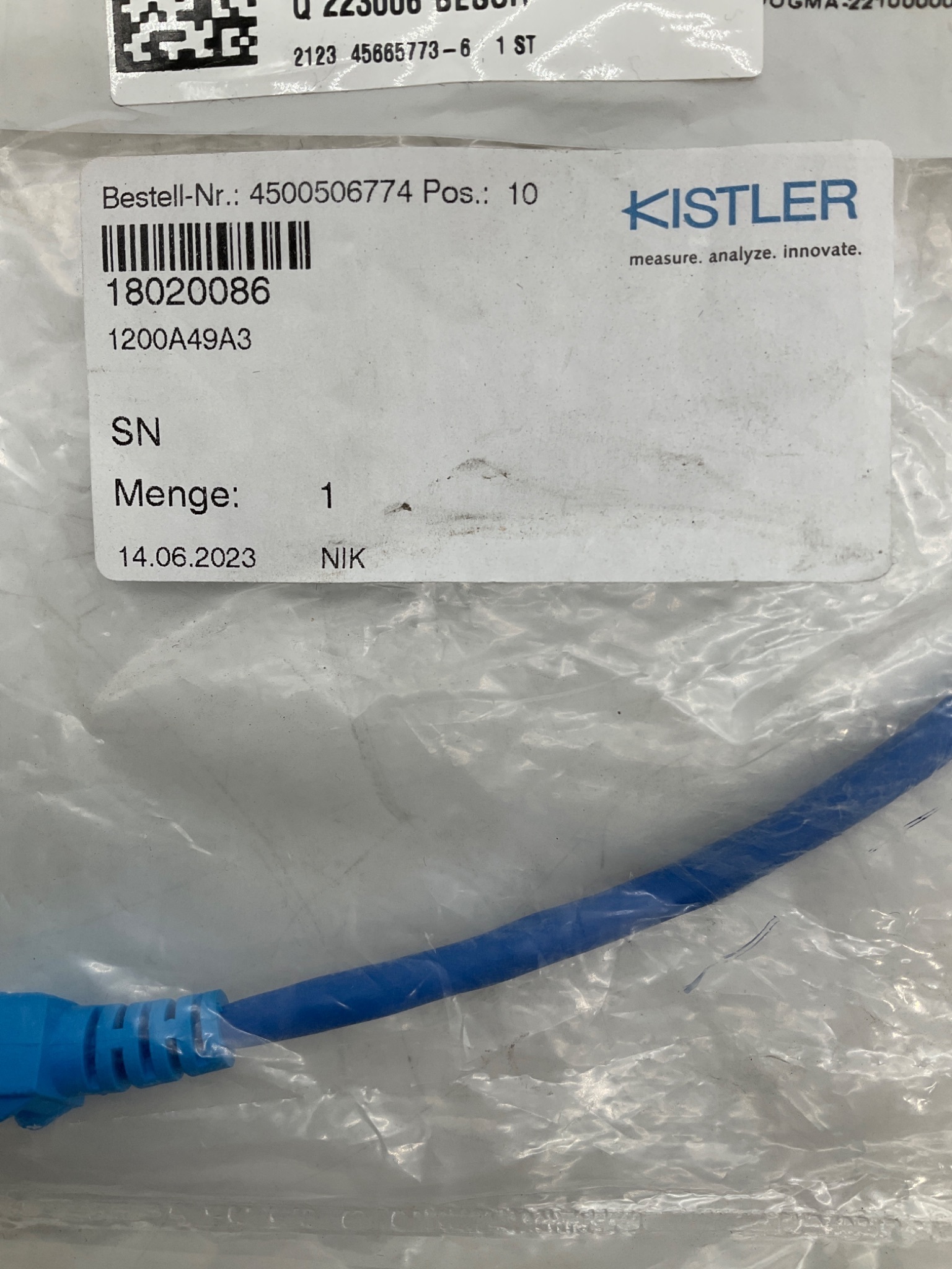 Kistler 1200A49A3 Cat 6e S/UTP RJ45 Ethernet Patch Cable 0.5m NEW 2