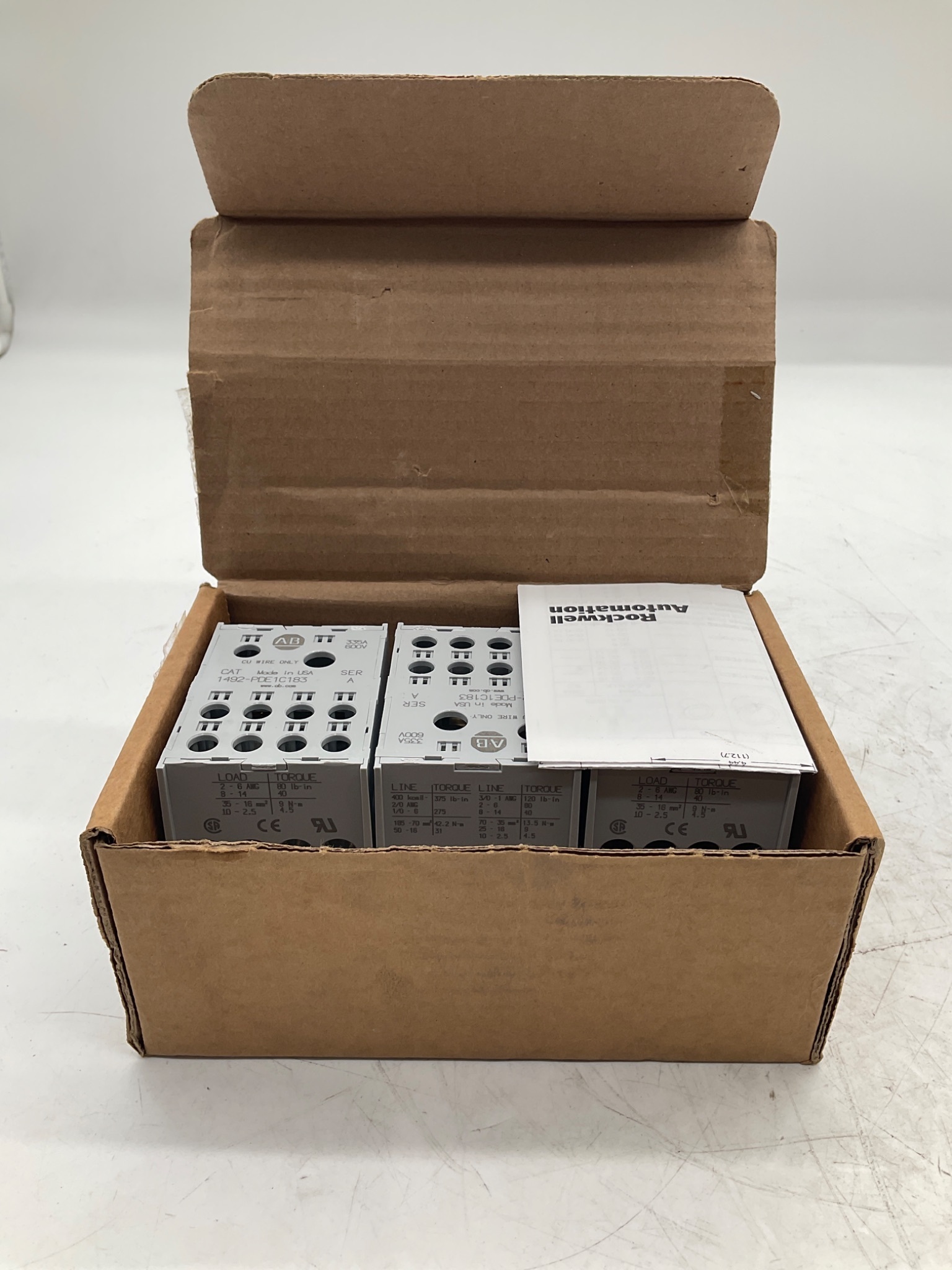Allen-Bradley 1492-PDE1C183 Series A 335A 600V Power Distribution Blocks (LOT OF 3) NEW 1