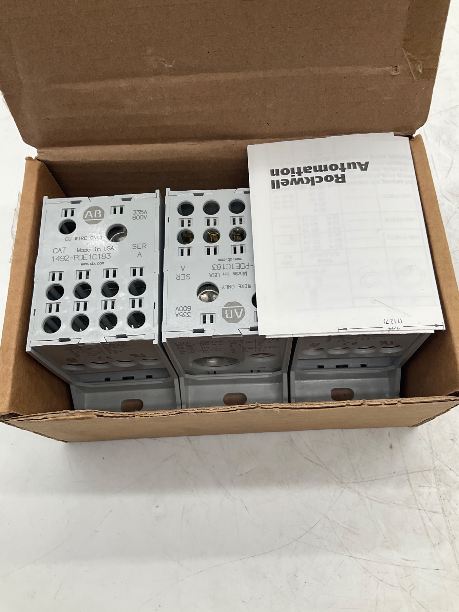 Allen-Bradley 1492-PDE1C183 Series A 335A 600V Power Distribution Blocks (LOT OF 3) NEW 2