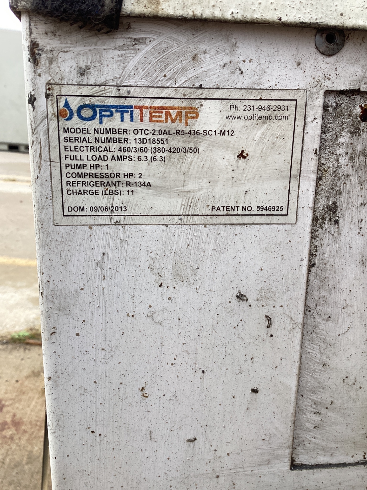Opti Temp OTC-2.0AL-R5-436-SC1-M12 2HP Process Chiller 460V 3-Phase USED 5
