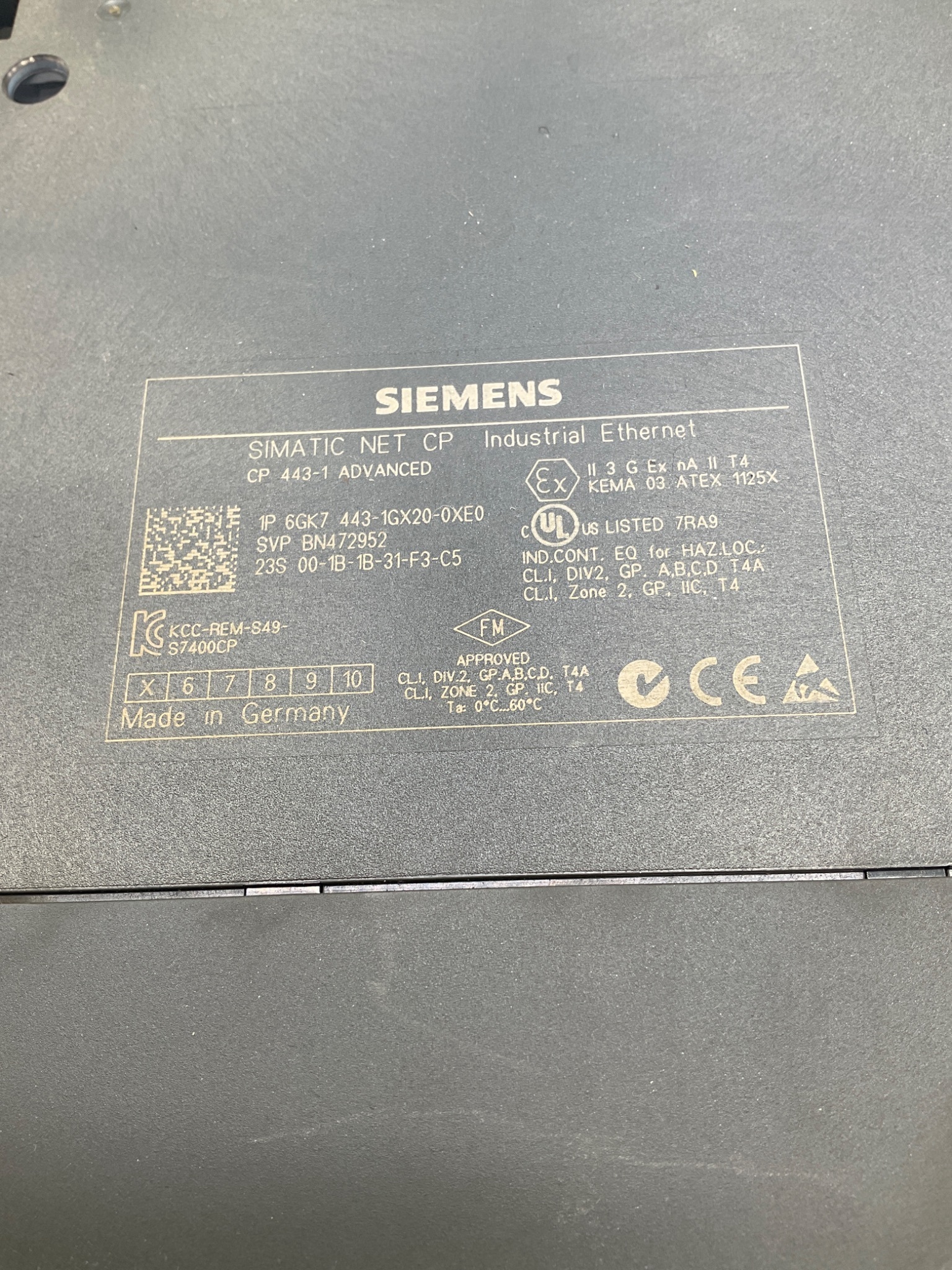 Siemens 6GK7 443-1GX20-0XE0 SIMATIC NET CP 443-1 Advanced Industrial Ethernet Module USED 2