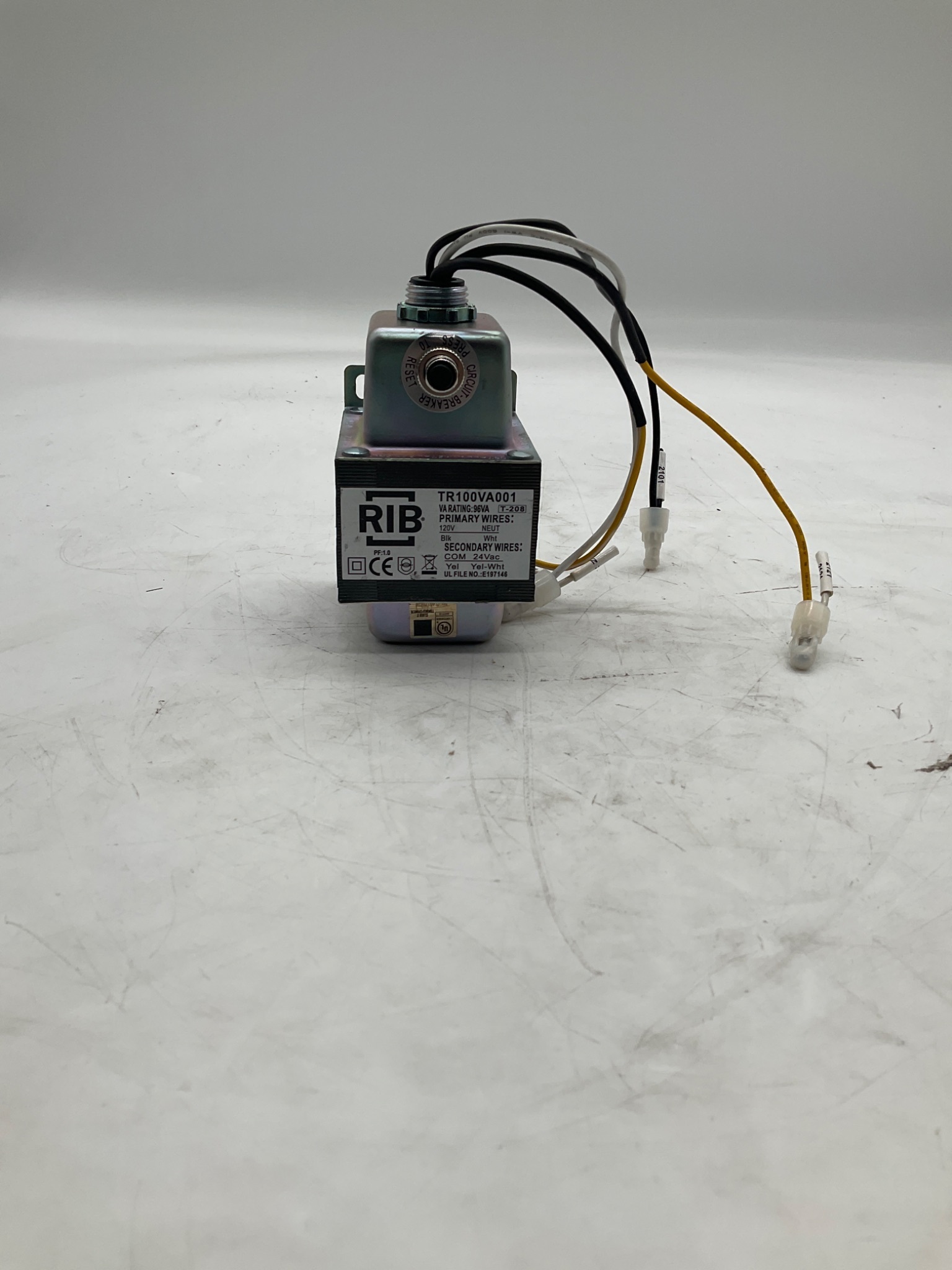 RIB TR100VA001 96VA 120V To 24VAC Control Transformer With Circuit Breaker USED 0