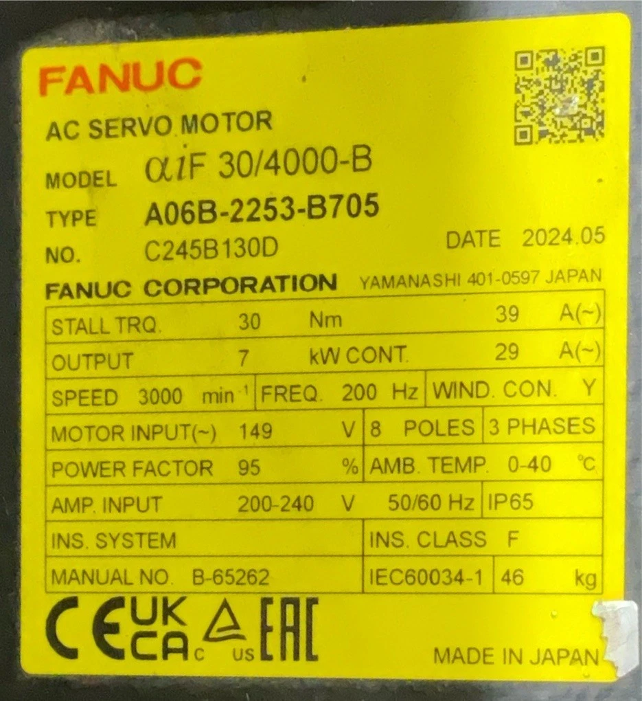 FANUC A06B-2253-B705 αiF 30/4000-B AC Servo Motor NEW - Image 5