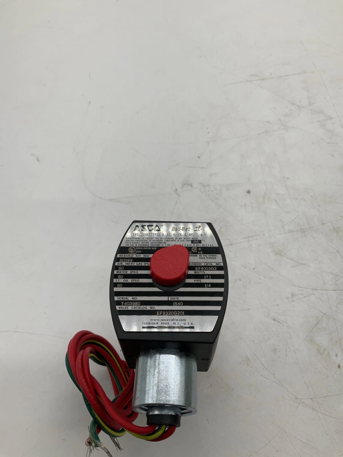 ASCO EF8320G201 1/4" Red-Hat Solenoid Valve 50 PSI NEW - Image 4