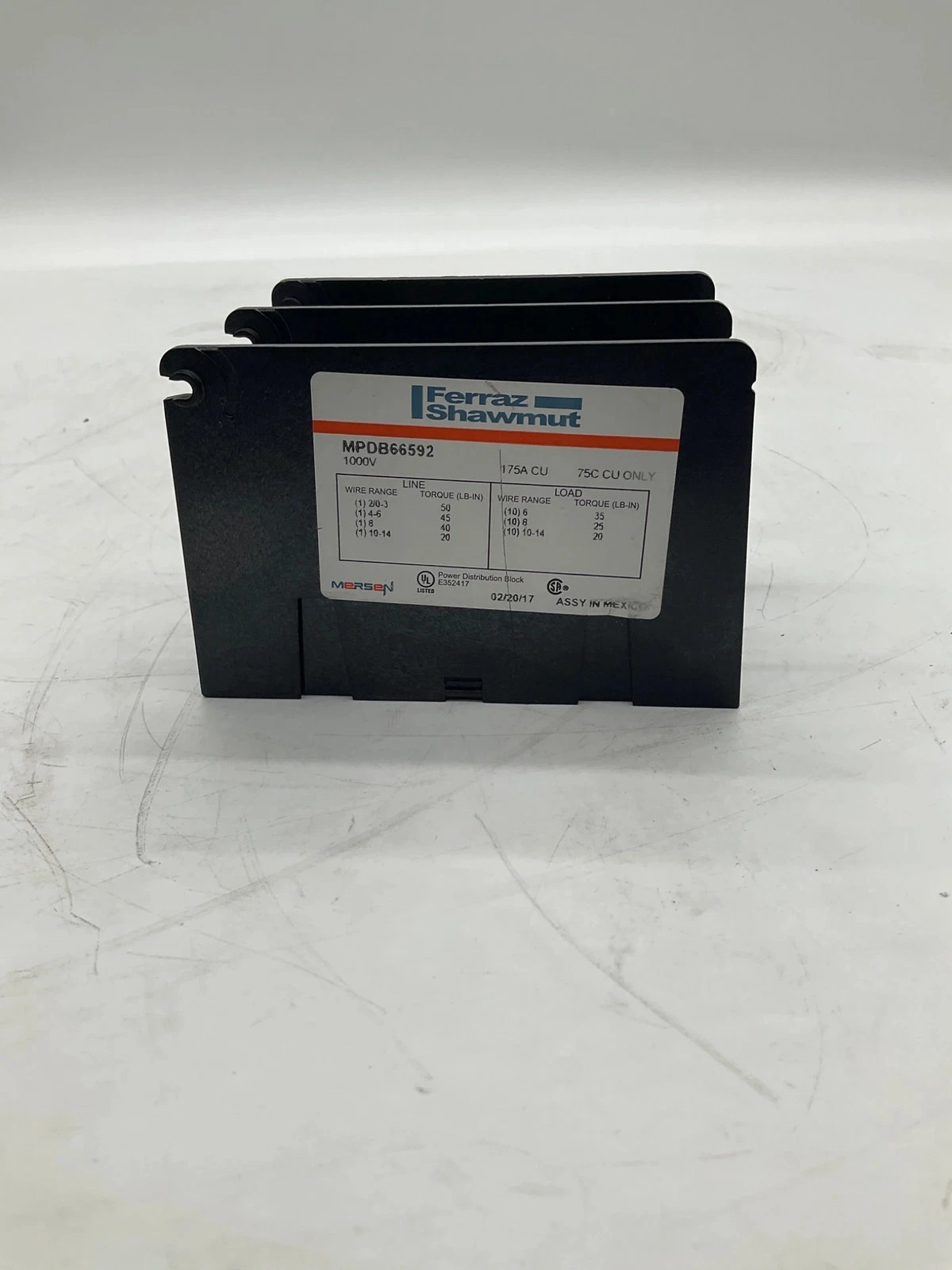 FERRAZ SHAWMUT MPDB66592 Power Distribution Block 1000V 175A NEW - Image 2