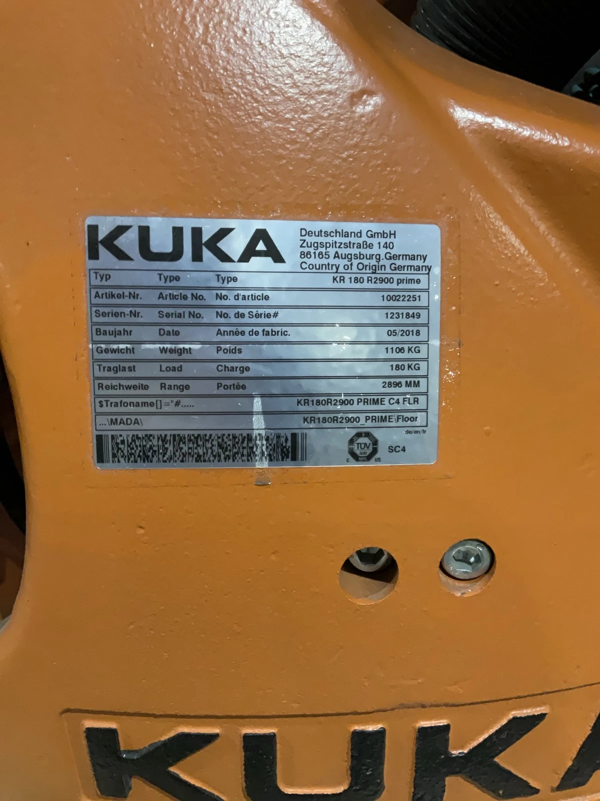 KUKA KR 180 R2900 prime Complete With KR C4 NA UL USED - Image 6
