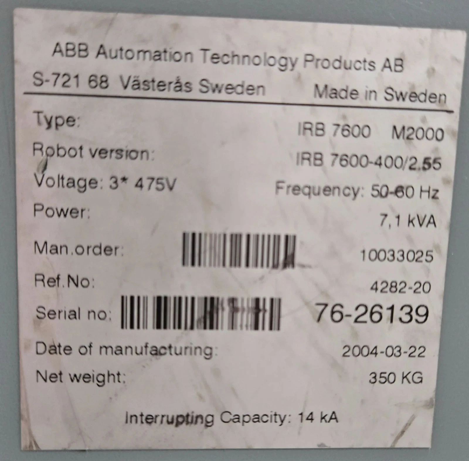 ABB IRB 7600-400/2.55 Robot with S4C+ Controller USED - Image 15