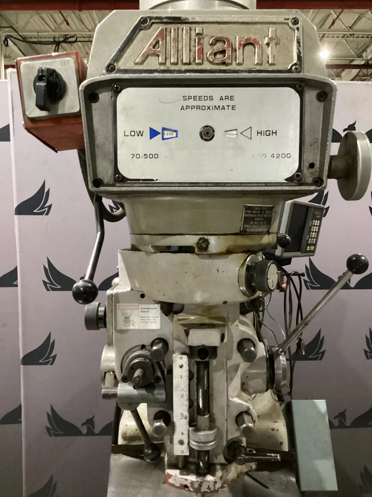 ALLIANT 1054-3V Vertical Turret Milling Machine w/ ANILAM Wizard 211 DRO USED - Image 2