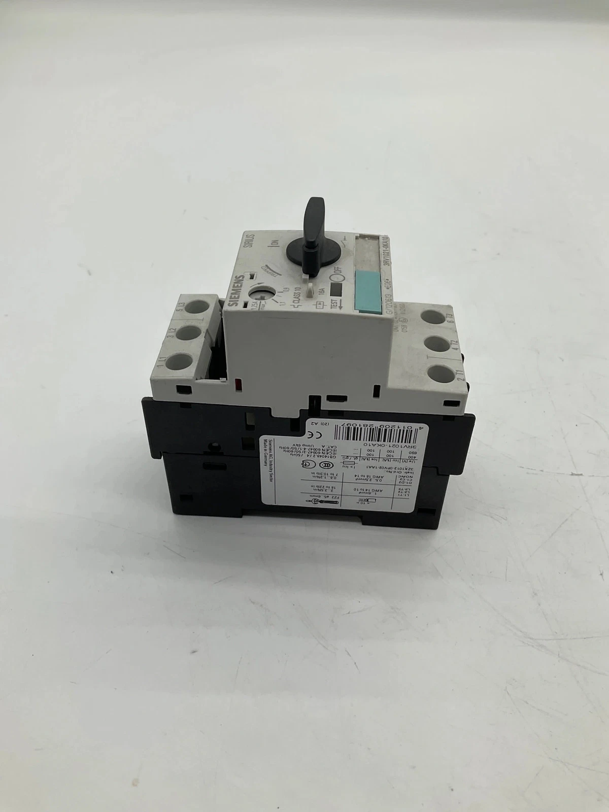 SIEMENS 3RV1021-0KA10 Motor Protection Circuit Breaker 0.9-1.25A USED - Image 3