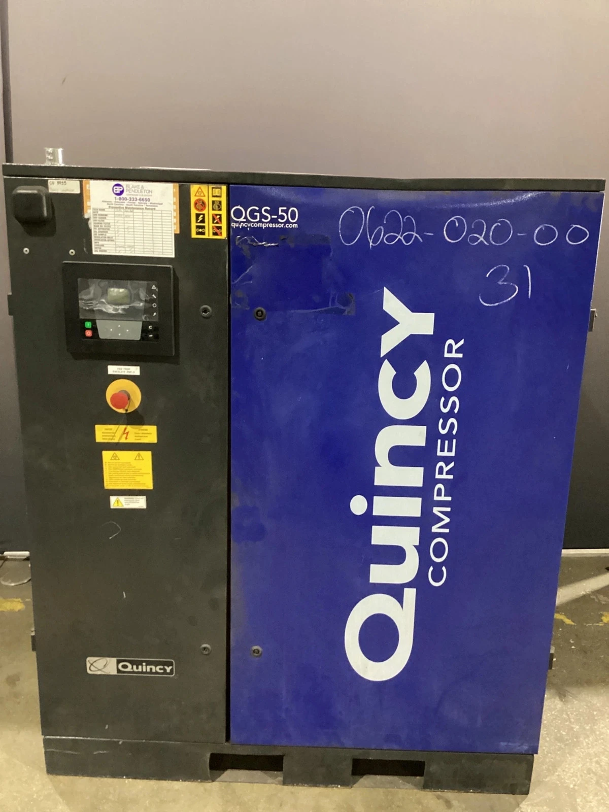 Quincy QGS50E UL Rotary Screw Air Compressor USED