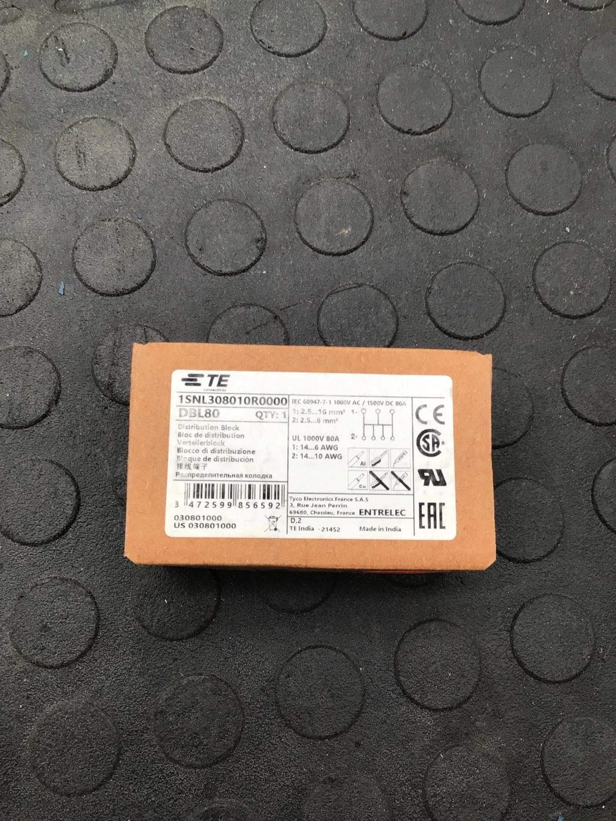 TE CONNECTIVITY 1SNL308010R0000 DBL80 Distribution Block NEW - Image 2