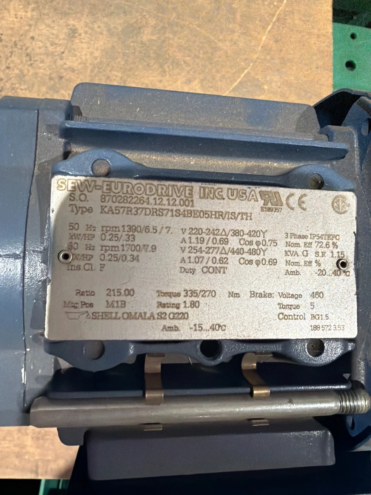 SEW-EURODRIVE KA57R37 DRS71S4 Gearmotor USED - Image 5
