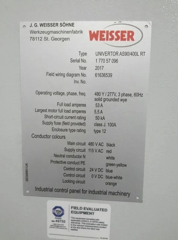 2017 WEISSER UNIVERTOR AS90/400L RT CNC LATHE - Image 15