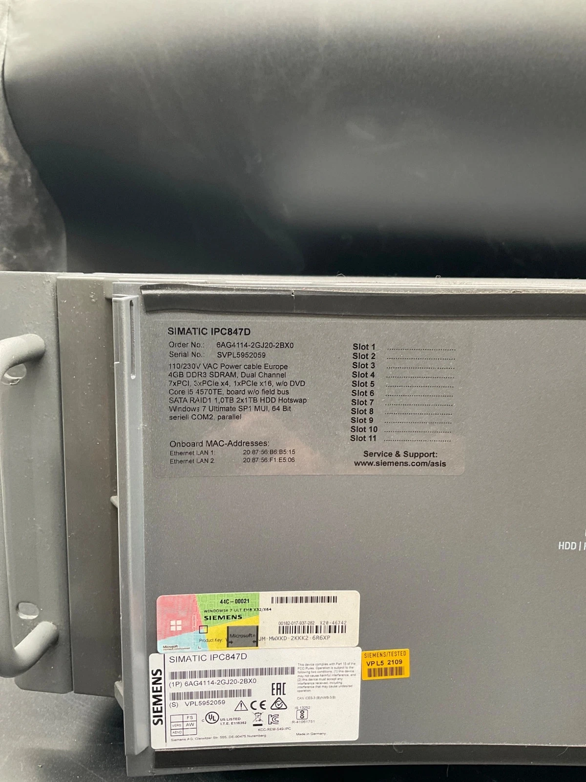SIEMENS SIMATIC IPC847D 6AG4114-2GJ20-2BX0 Industrial PC USED - Image 3