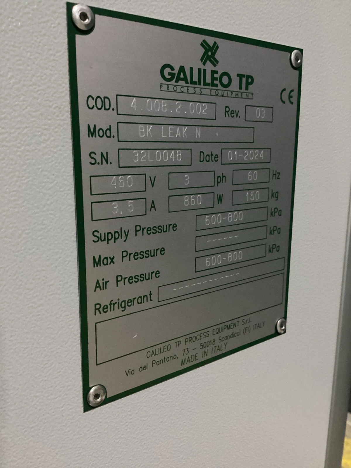 GALILEO TP BK LEAK N 4.006.2.002 Leak Testing System USED - Image 5