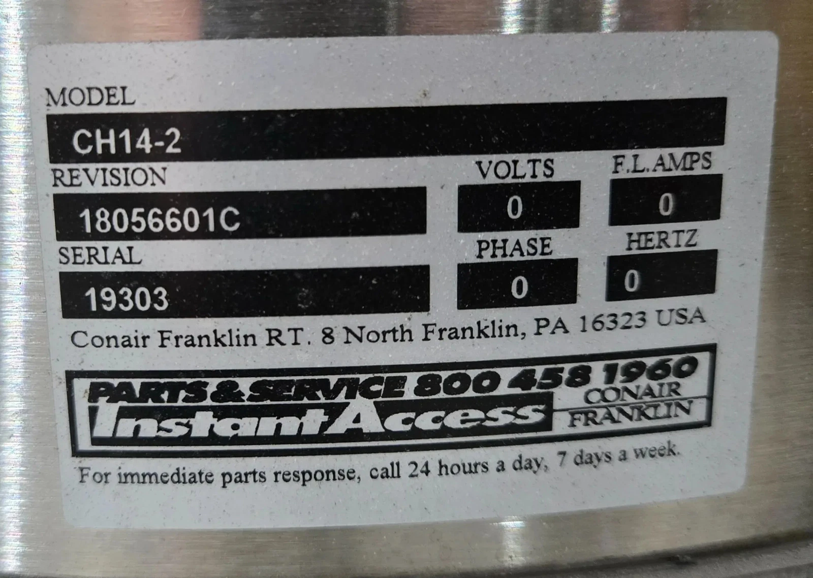 CONAIR FRANKLIN CH14-2 Three Hopper Drying System USED - Image 10