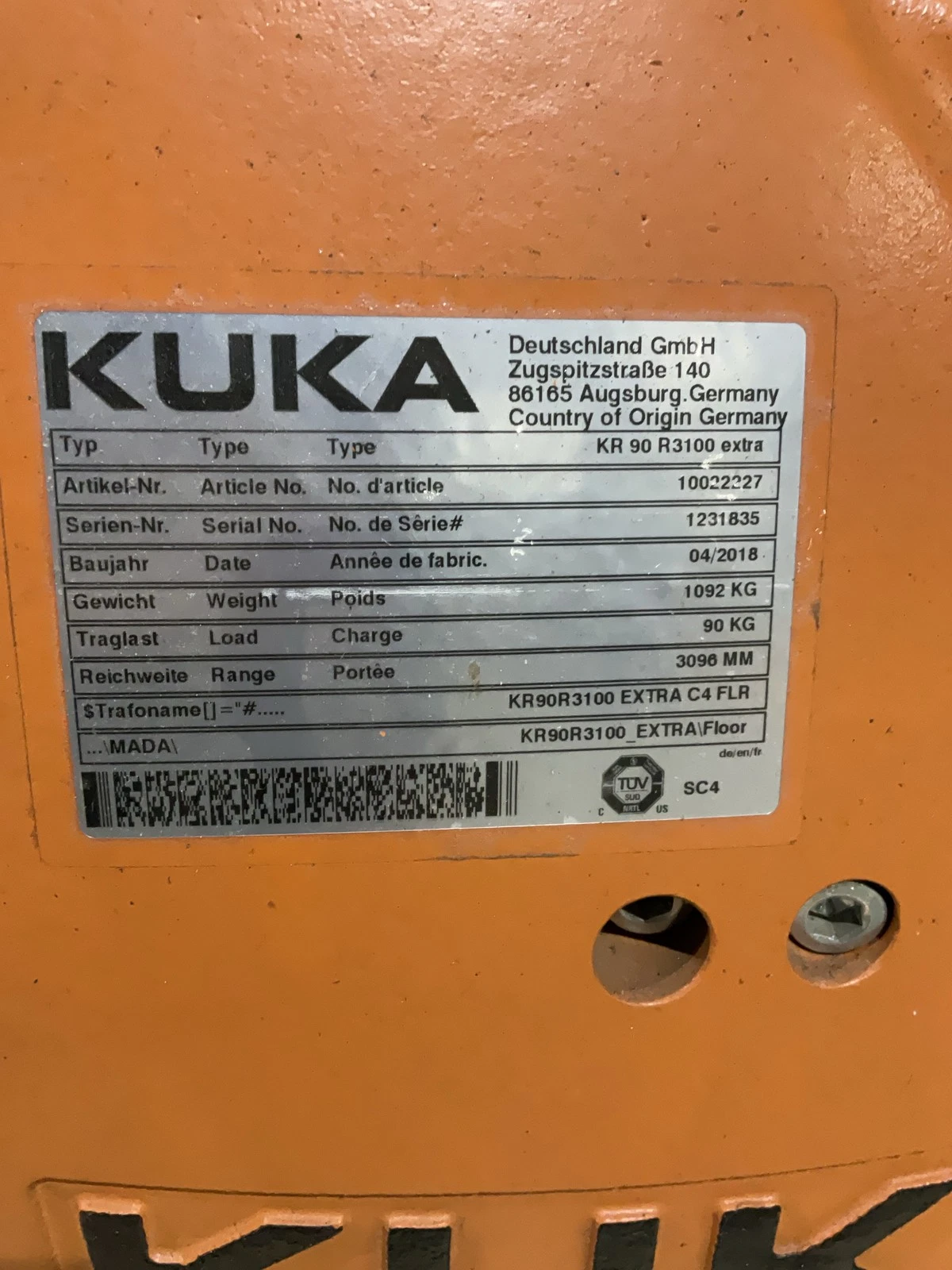 KUKA KR 90 R3100 Extra Complete with KR C4 NA UL Controller USED - Image 8
