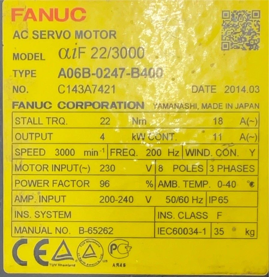 FANUC A06B-0247-B400 AC Servo Motor USED - Image 3