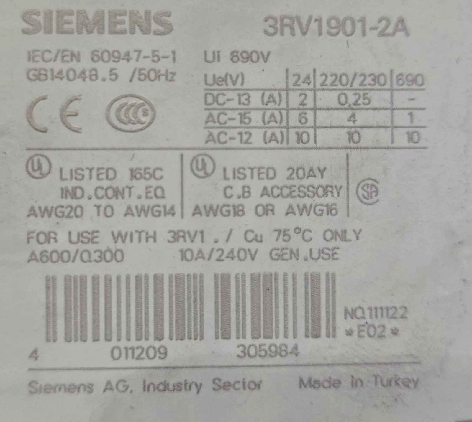 SIEMENS 3RV1721-1KD10 Motor Protection Circuit Breaker USED - Image 6