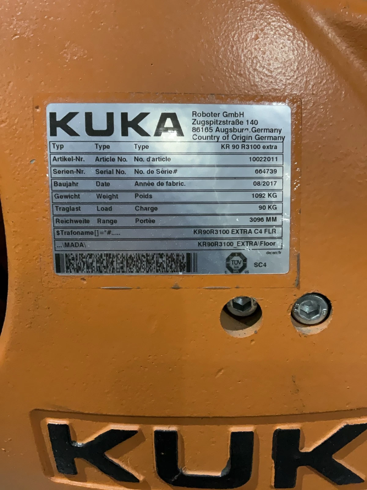 KUKA KR 90 R3100 Extra Complete with KR C4 NA Controller USED - Image 8