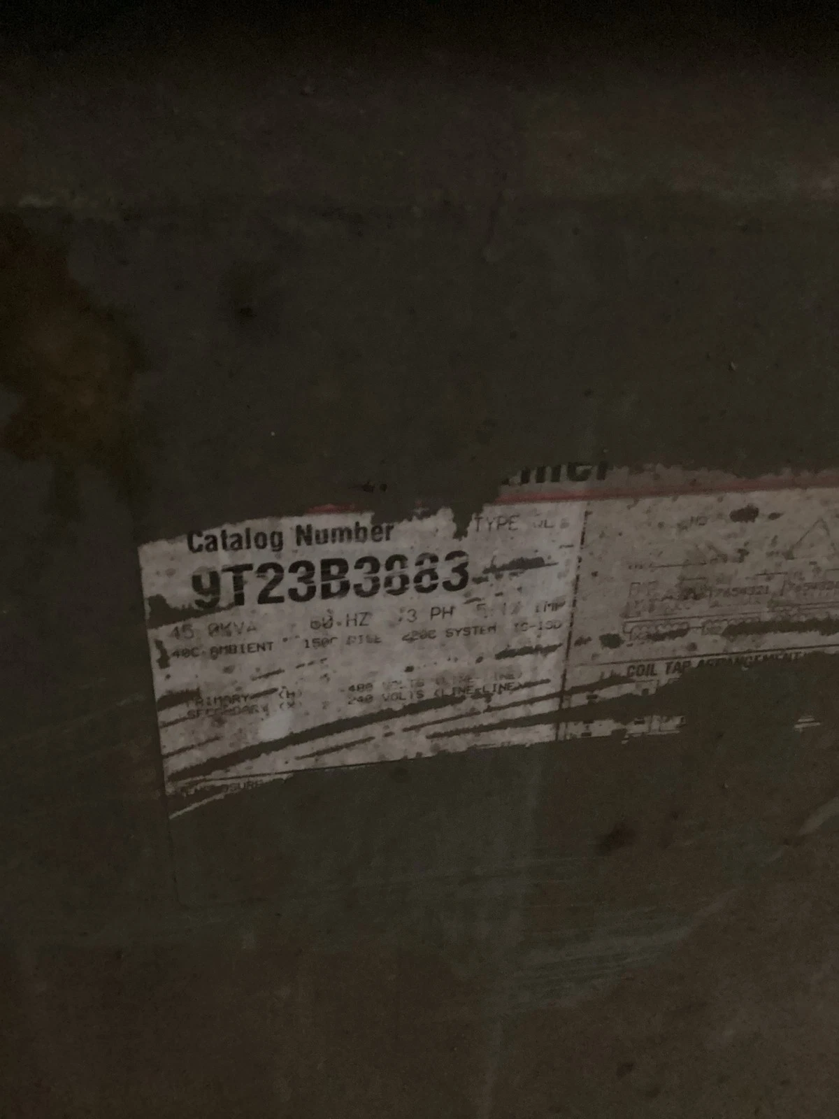 General Electric 9T23B3883 45 kVA 480V to 208Y/120V 3-Phase Transformer USED - Image 5