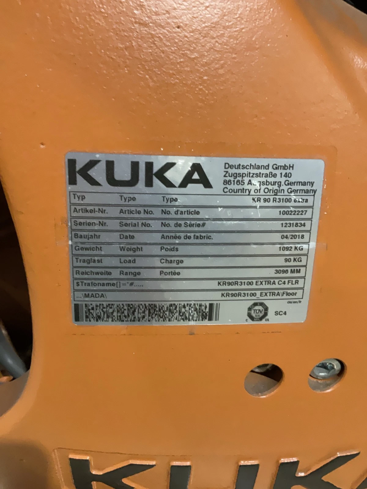 KUKA KR 90 R3100 Extra Complete with KR C4 NA UL Controller USED - Image 8