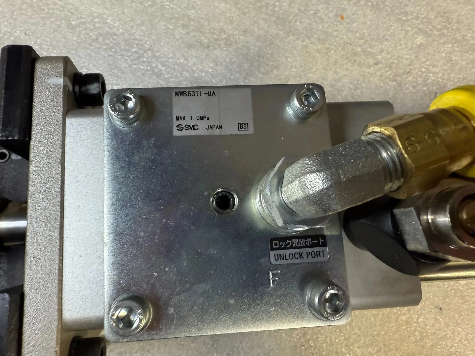 SMC C96NF63-160C Pneumatic Cylinder w/ MWB63TF-UA Lock-Up Unit USED - Image 3