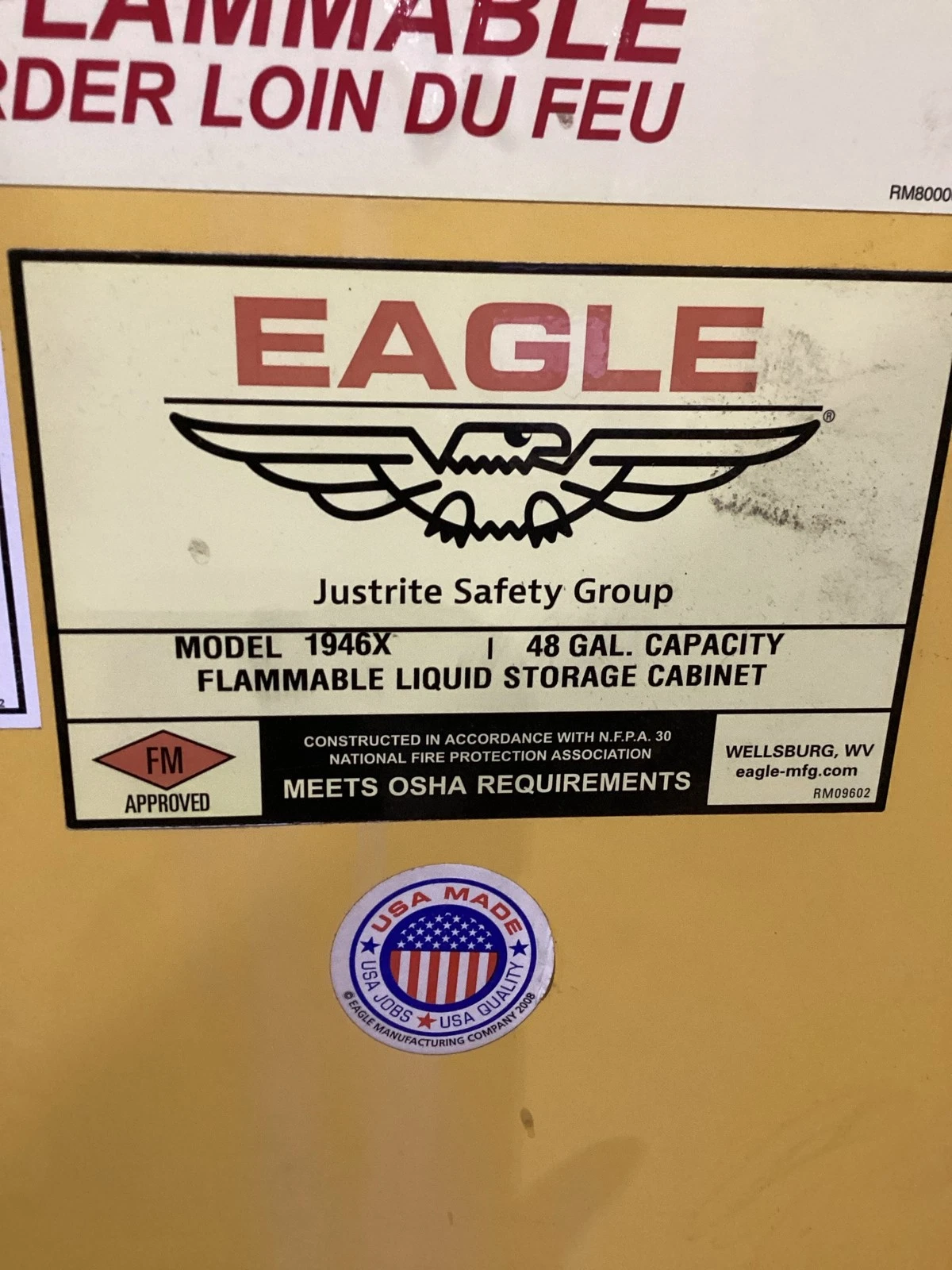 Eagle 1946X 48 Gallon Flammable Liquid Storage Cabinet USED - Image 2