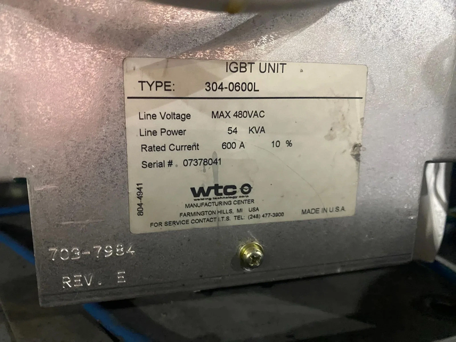WTC 958-0303V1 MedWeld 5003 IGBT Welding Unit USED - Image 4