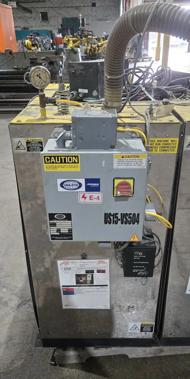 Una-Dyn US15-15504 5HP Vacuum Pump System 460V 3PH with Hopper USED - Image 2