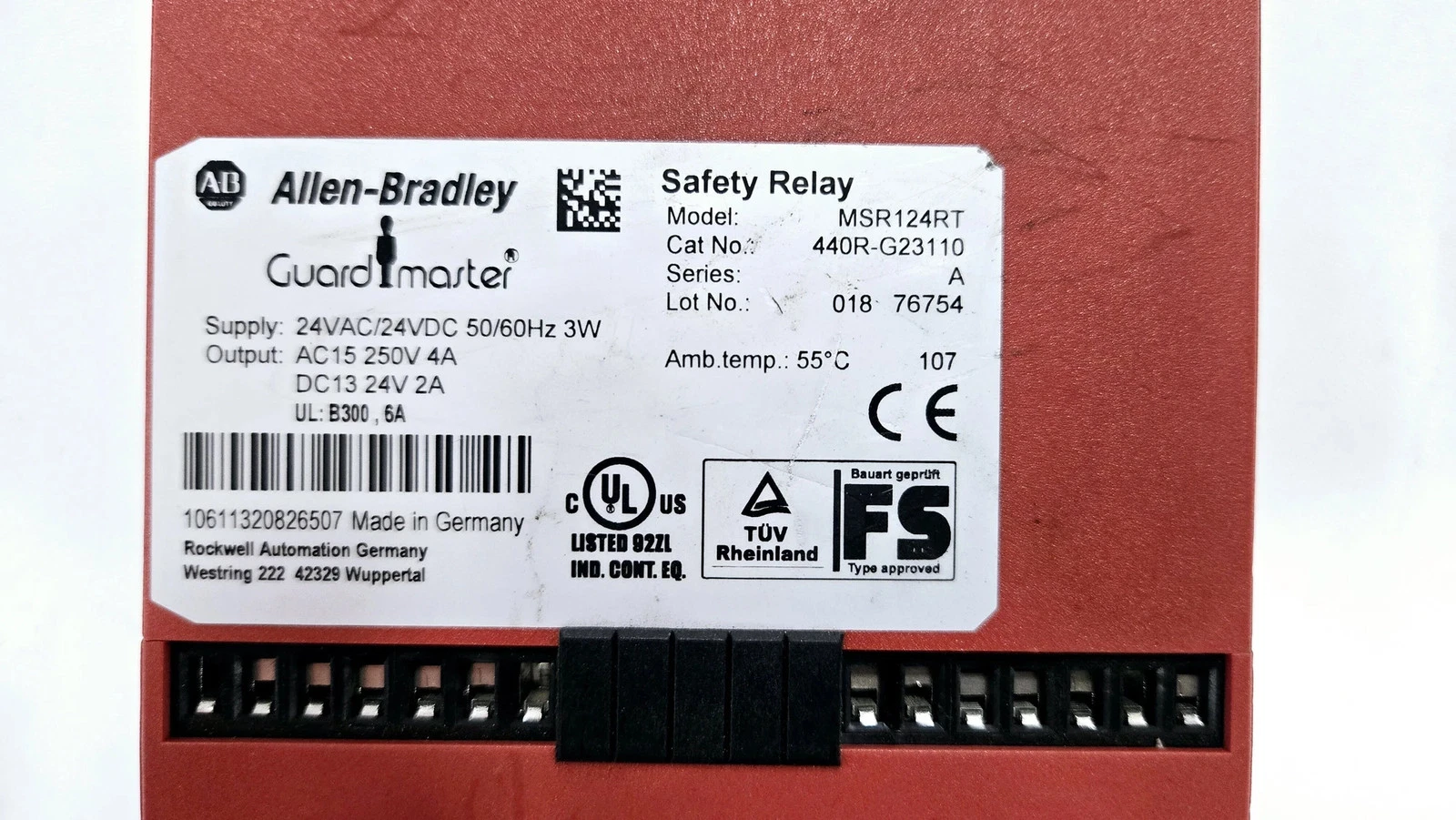 ALLEN BRADLEY MSR124RT Safety Relay USED - Image 3