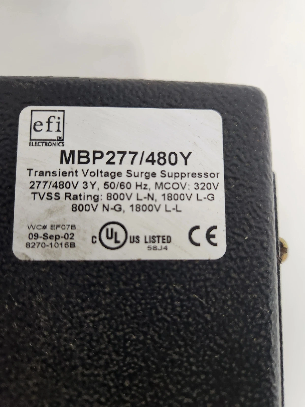 EFI TRANSIENT VOLTAGE SURGE SUPPRESOR MBP177/480Y USED - Image 3