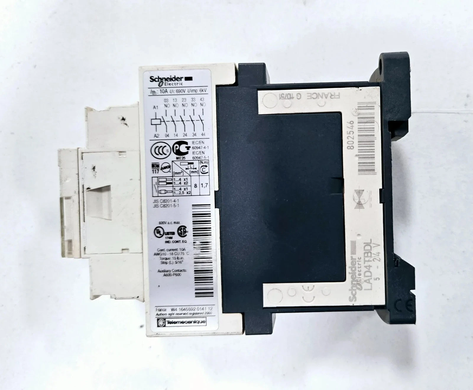 SCHNEIDER CAD50BD RELAY USED - Image 3