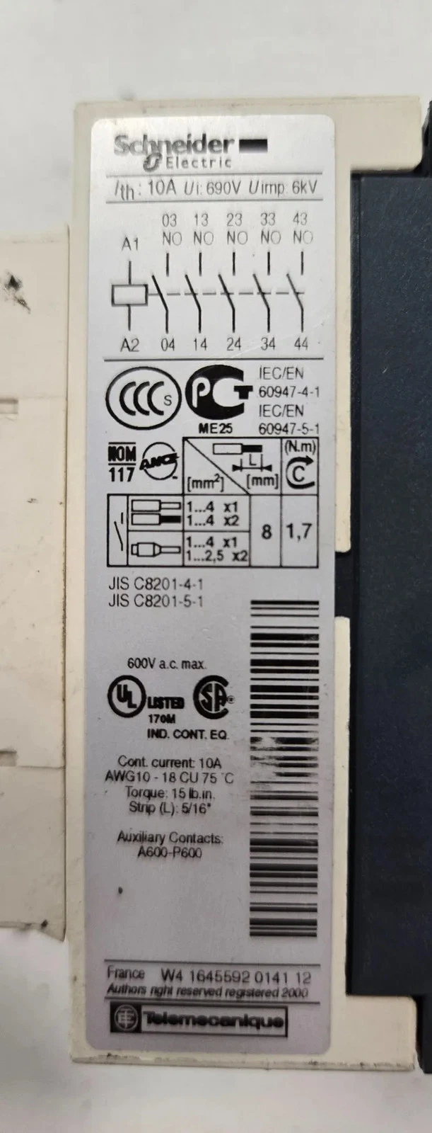 SCHNEIDER CAD50BD RELAY USED - Image 4