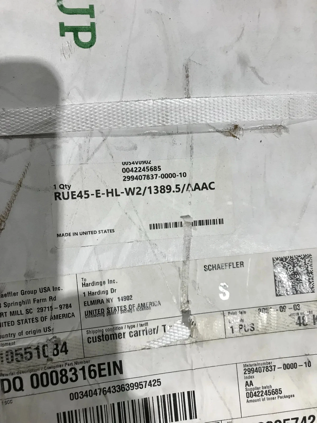 INA RUE45-E-HL-W2/1389.5/AAAC LINEAR ROLLER GUIDEWAY USED - Image 2