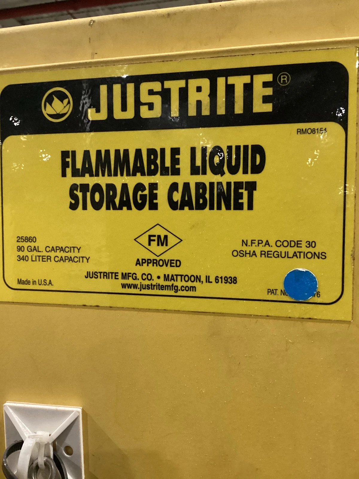 Justrite 25860 90 Gallon Flammable Liquid Storage Cabinet USED - Image 2