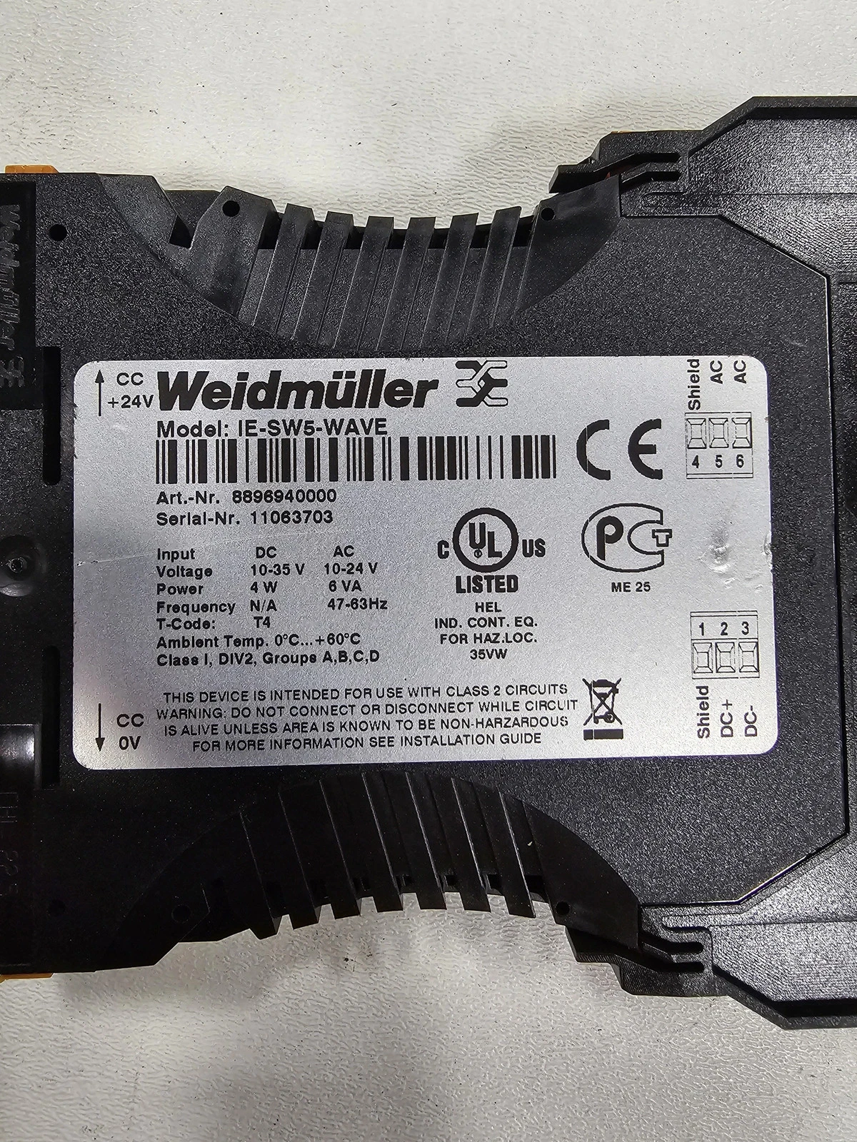 Weidmüller IE-SW5-WAVE Industrial Ethernet Switch USED - Image 3