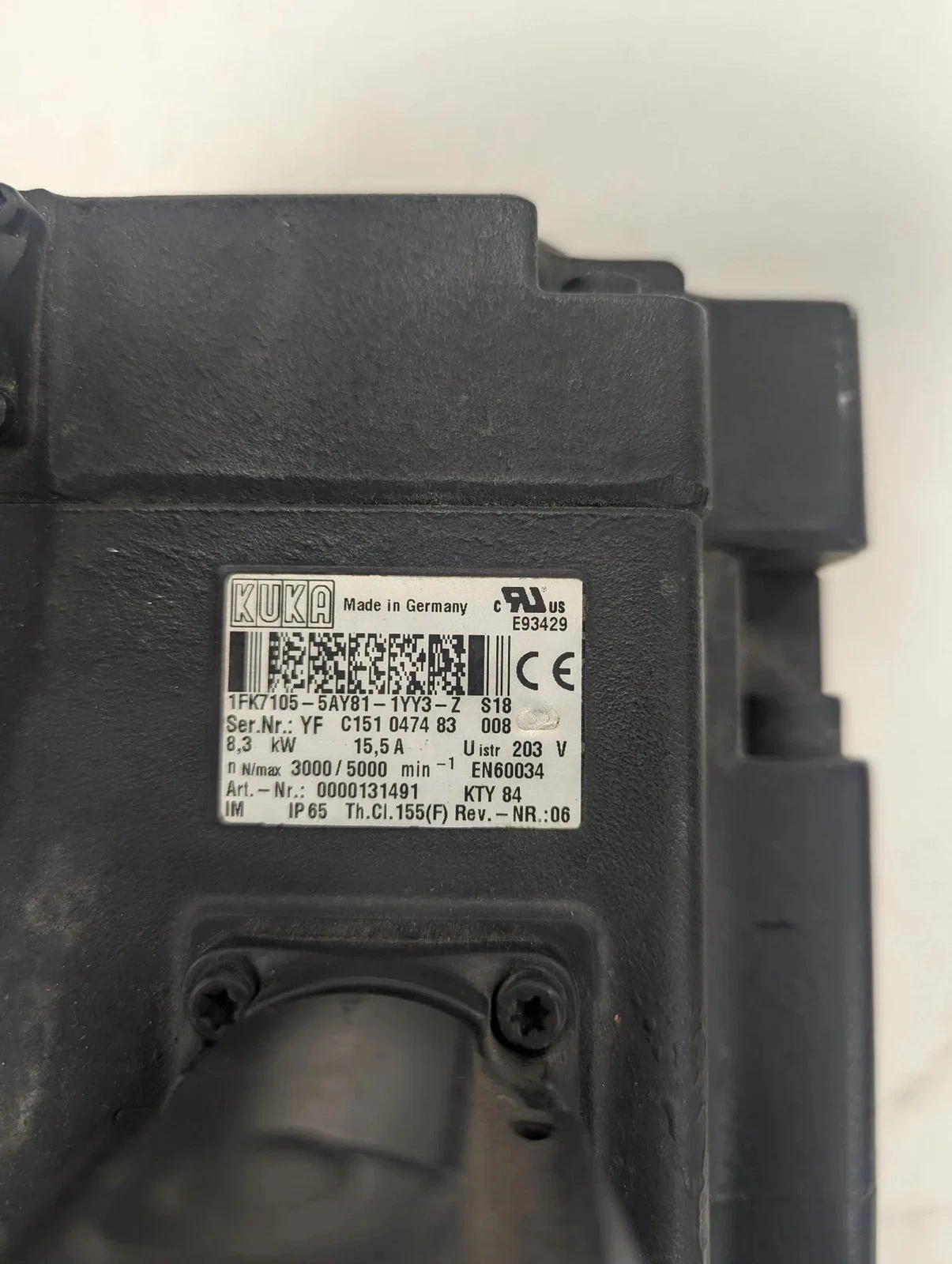 KUKA 1FK7105-5AY81-1YY3-Z S18 SERVO MOTOR USED - Image 3