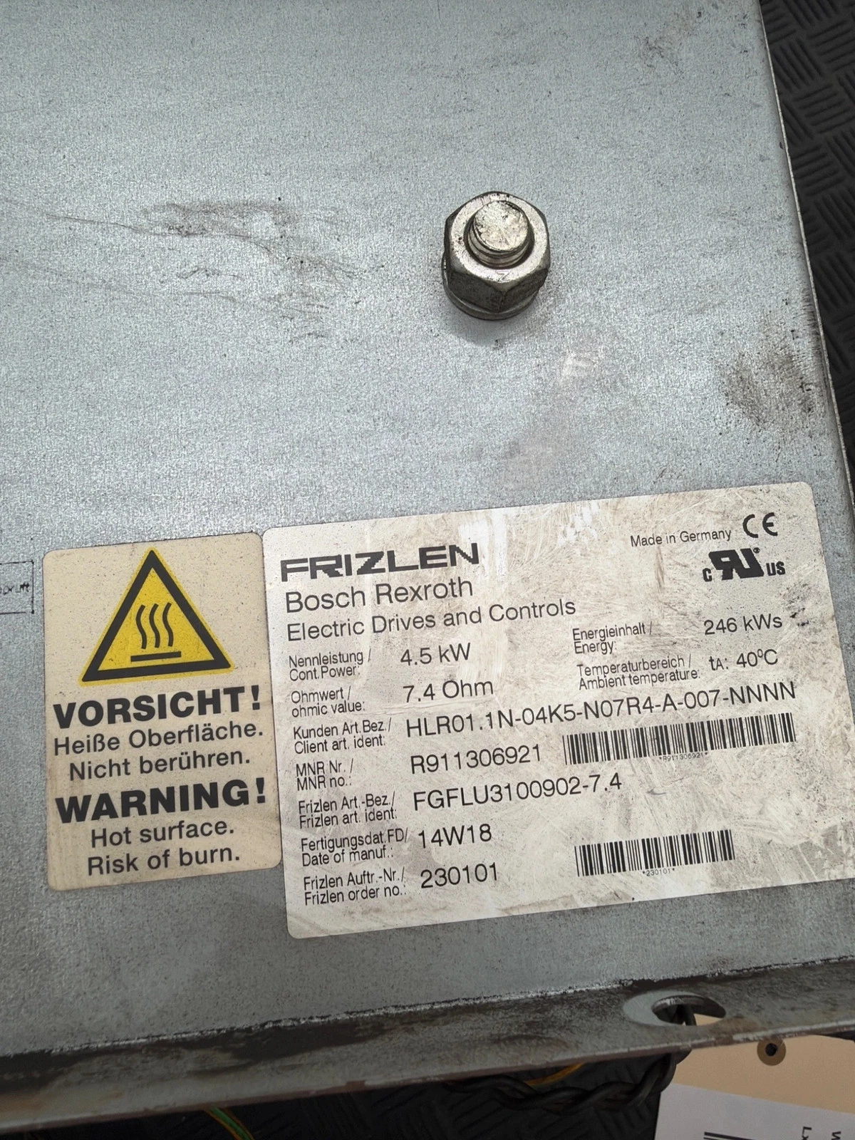 BOSCH REXROTH HLR01.1N-04K5-N07R4-A-007-NNNN Brake Resistor USED - Image 5