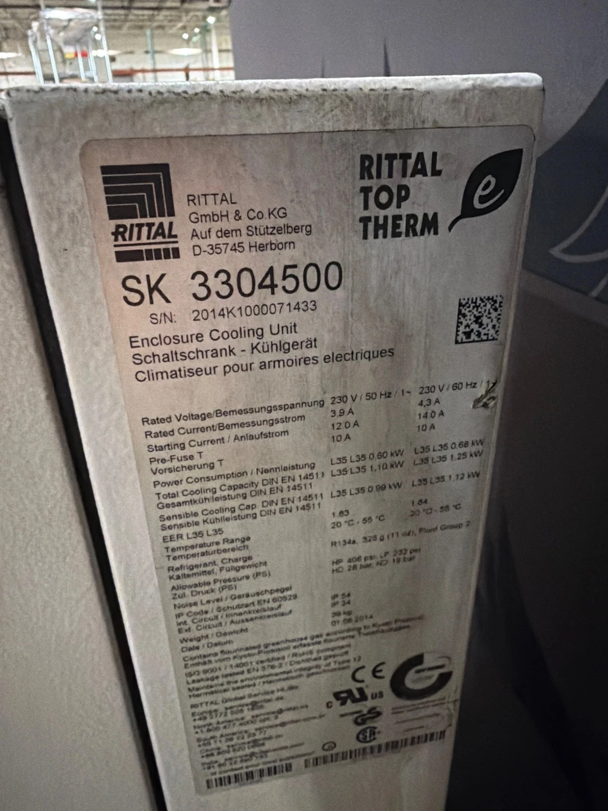 RITTAL SK 3304500 TopTherm Enclosure Cooling Unit USED - Image 2