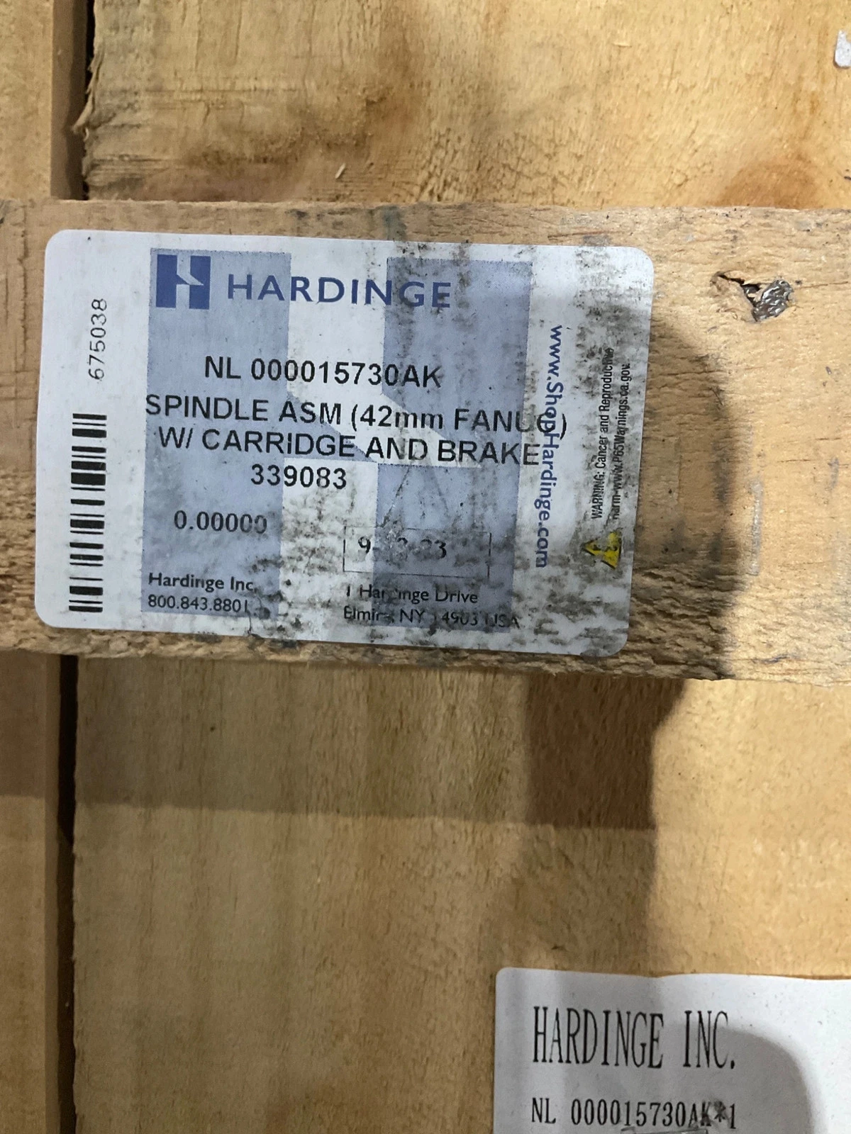 HARDINGE NL000015730AK 42 mm Spindle Assembly w/ Cartridge & Brake NEW - Image 2