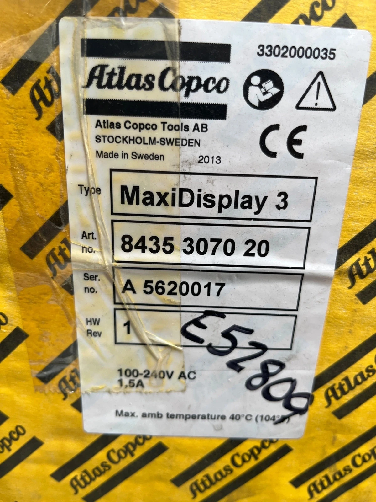 ATLAS COPCO 8435 3070 20 MaxiDisplay 3 HMI Display Panel 19V DC 100–240V AC NEW - Image 5