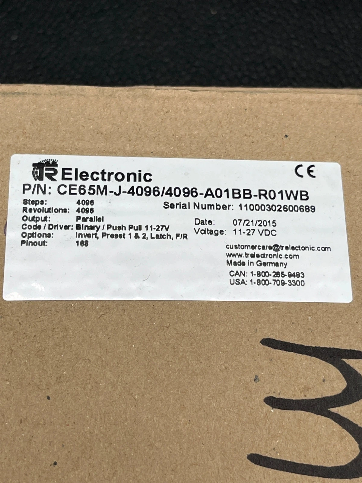 TR ELECTRONIC CE65M-J-4096/4096-A01BB-R01WB Rotary Encoder 4096 PPR 11–27VDC NEW - Image 5